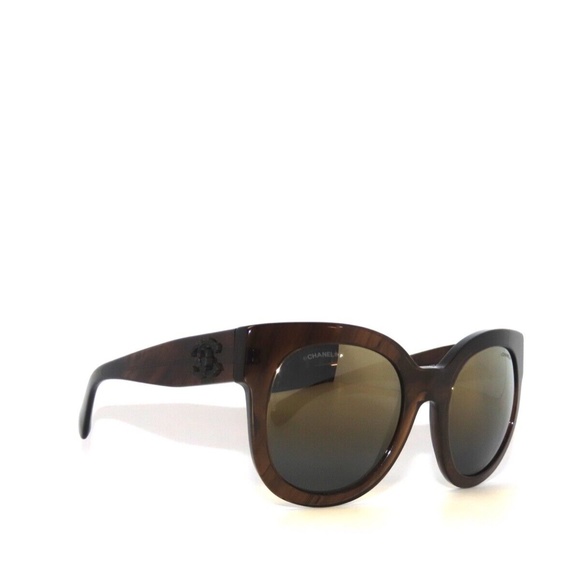 Chanel 5358 1569/Y9 Brown Resin Gold Mirror Butterfly Sunglasses CH5358 main image 5